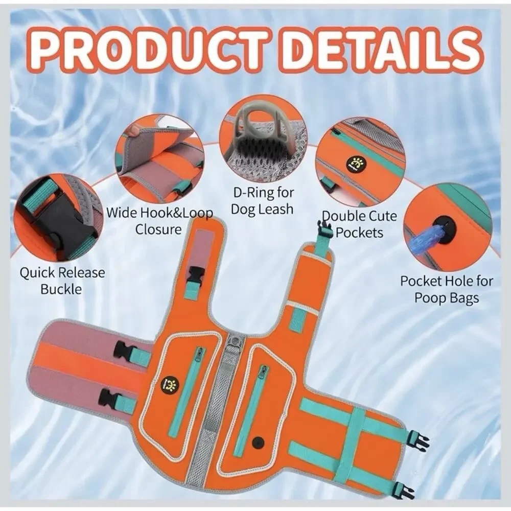 Size M - Sheripet Life Jacket For Dogs - Orange Medium